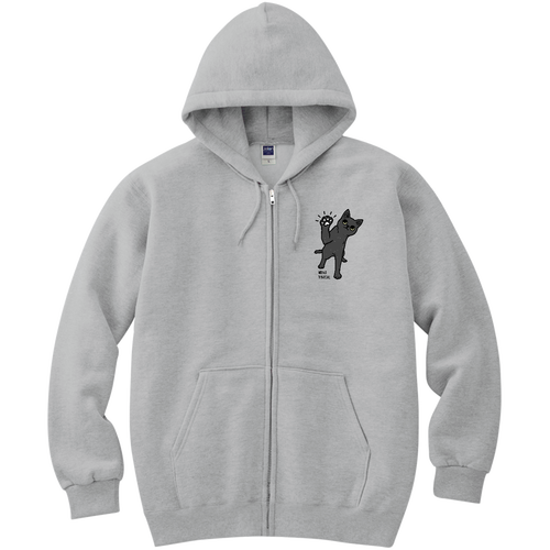 ねこタッチ 黒猫 軽量ジップアップパーカー