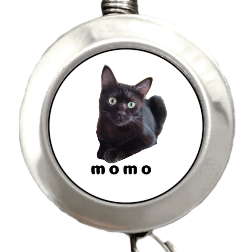 黒ねこももちゃん リールキーホルダー