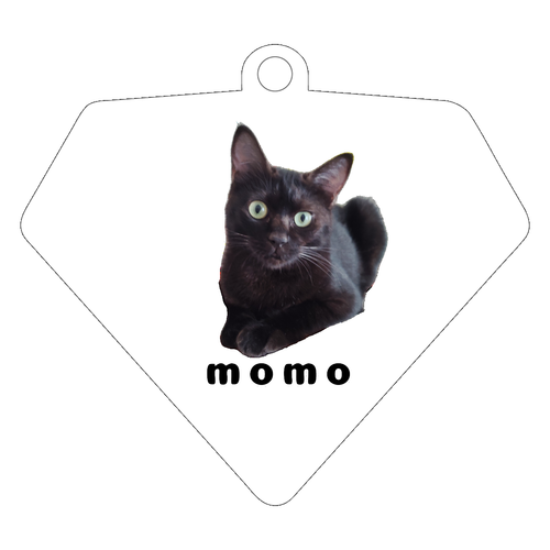 黒ねこももちゃん ダイヤ型アクリルキーホルダー(6cm)