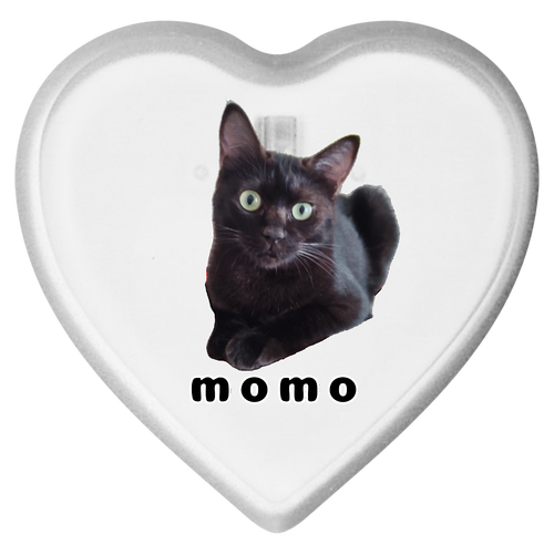 黒ねこももちゃん ライティングバッジ ハート形
