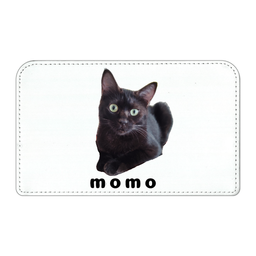 黒ねこももちゃん スクエアレザーポーチ