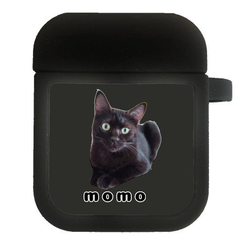 黒ねこももちゃん AirPodsクリアパネルシリコンケース