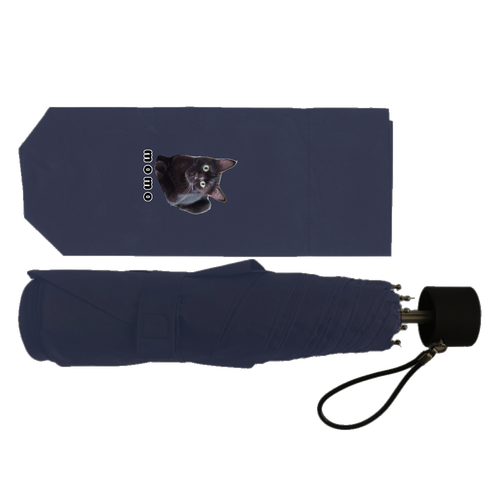 黒ねこももちゃん 耐風UV折りたたみ傘