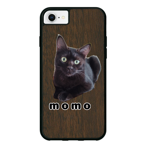 黒ねこももちゃん iPhone8 ウッドケース