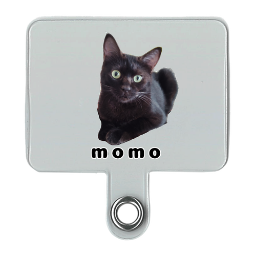 黒ねこももちゃん シンプルスマホストラップ（細め）