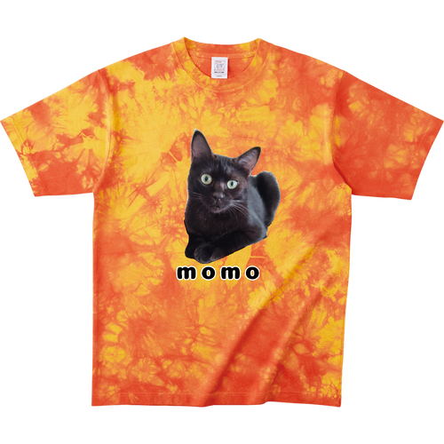 黒ねこももちゃん タイダイＴシャツ
