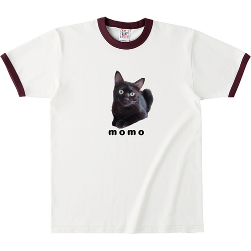 黒ねこももちゃん オープンエンドマックスウェイトリンガーTシャツ