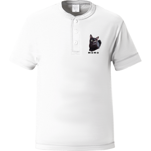 黒ねこももちゃん ヘンリーネックTシャツ