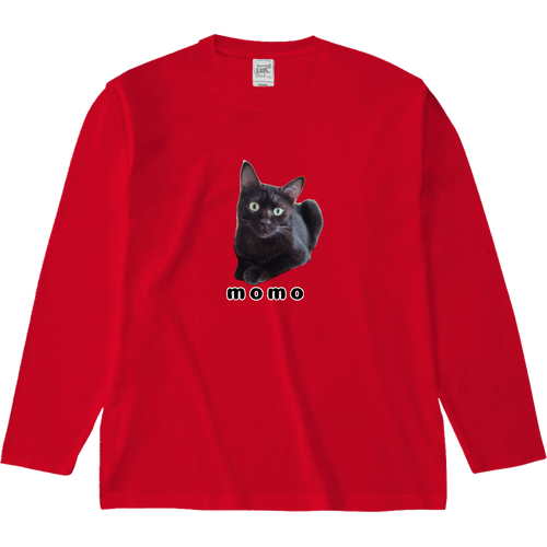 黒ねこももちゃん オープンエンド マックスウェイトロングスリーブTシャツ（リブ無し）