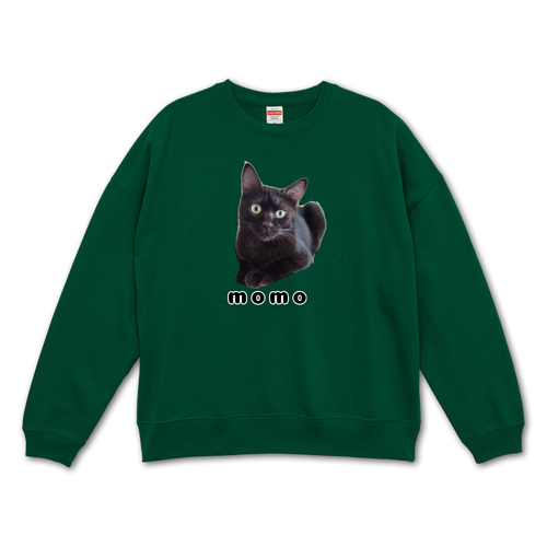黒ねこももちゃん ビッグシルエットクルーネックスウェット（裏パイル）