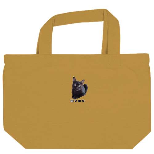 黒ねこももちゃん キャンバスデイリートート（S)【白プリント有】