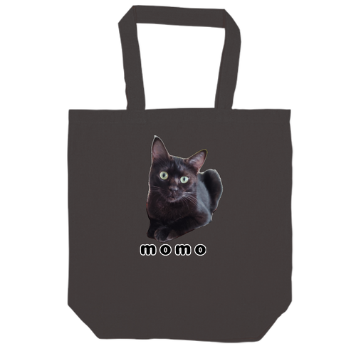 黒ねこももちゃん オーガニックコットンバッグ（Ｍ）