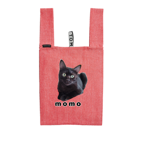 黒ねこももちゃん クルリト　デイリーバッグ（再生コットン）