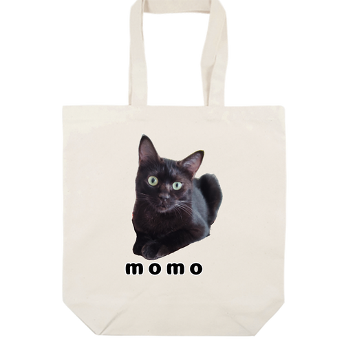 黒ねこももちゃん オーガニックコットンキャンバストート（M）