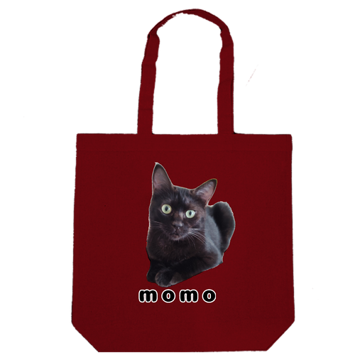 黒ねこももちゃん 厚手コットンマチ付トート(L)
