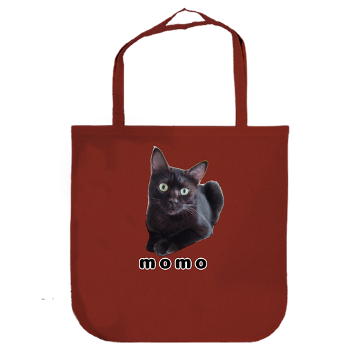 黒ねこももちゃん 厚手コットンラウンドボトムバッグ(L)