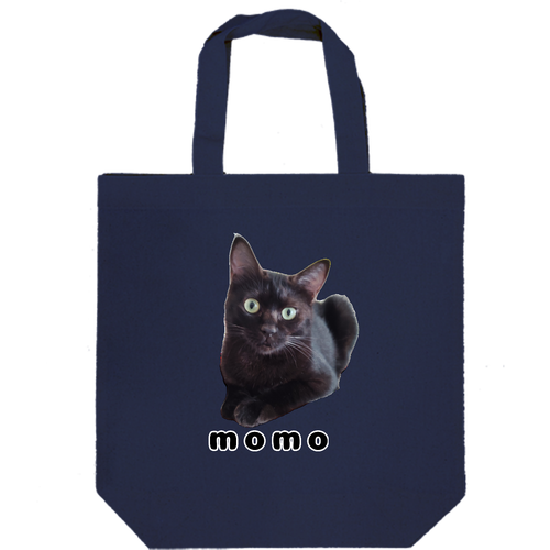 黒ねこももちゃん 厚手コットンマチ付トート(M)