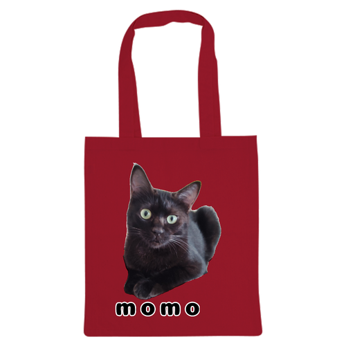 黒ねこももちゃん 厚手コットンバッグ（M)