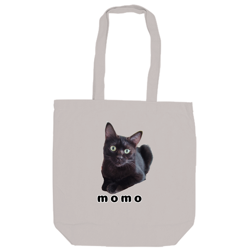 黒ねこももちゃん キャンバスデイリートート（M）【白プリント有】