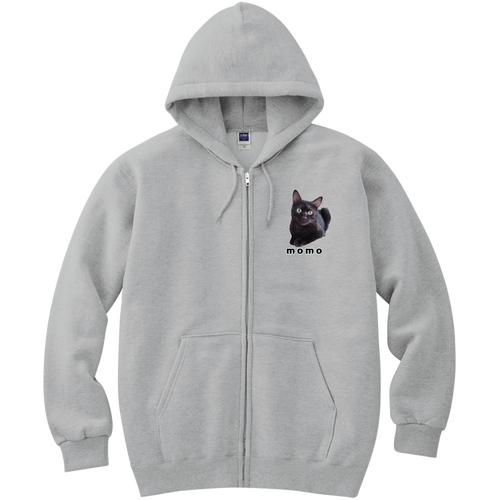 黒ねこももちゃん 軽量ジップアップパーカー