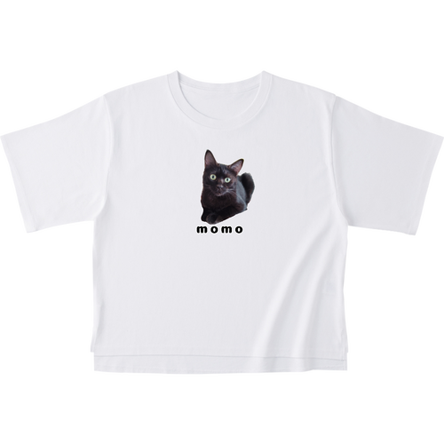 黒ねこももちゃん オープンエンドマックスウェイトウィメンズオーバーTシャツ