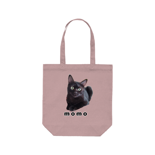 黒ねこももちゃん レギュラーキャンバストートバッグ(M) (フルカラー転写プリント)