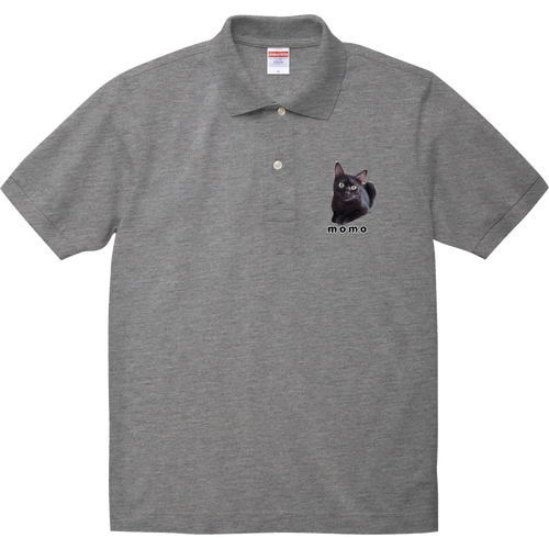 黒ねこももちゃん ヘヴィーウェイトコットンポロシャツ