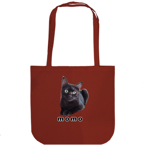 黒ねこももちゃん 厚手コットンラウンドボトムバッグ(M)