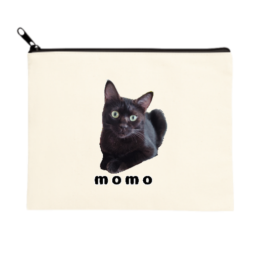 黒ねこももちゃん キャンバスポーチ（Ｍ）