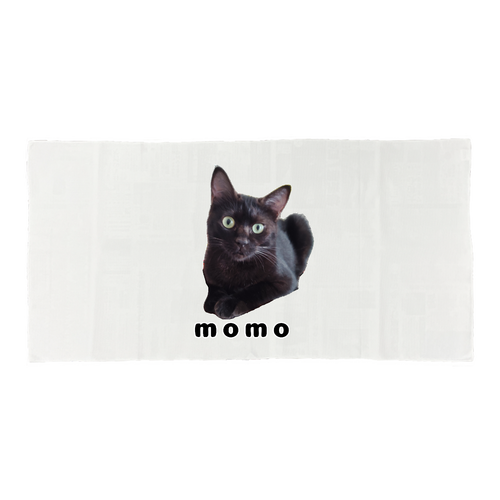 黒ねこももちゃん 接触冷感 高発色 全面印刷 クールスポーツタオル