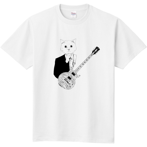 にゃんこギタリストTシャツ 定番Ｔシャツ
