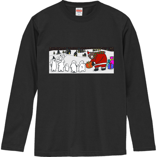 クマのサンタさん ロングスリーブTシャツ