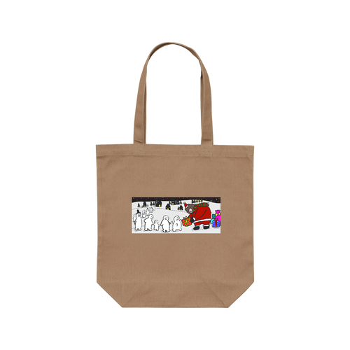 クマのサンタさん レギュラーキャンバストートバッグ(M) (フルカラー転写プリント)