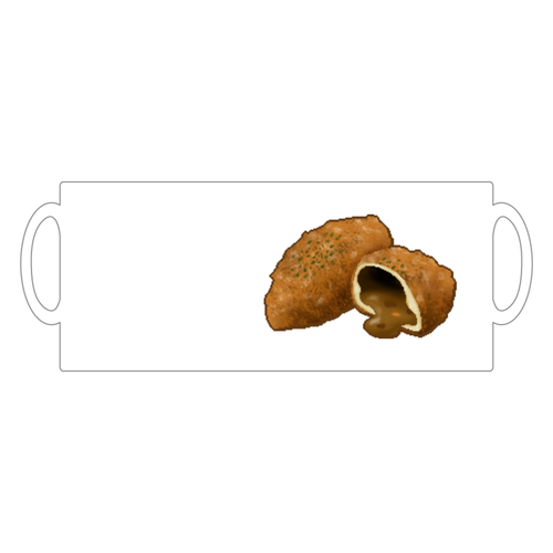 ♪あんぱん・食パン・カレーパン～の、カレーパン☆彡 スーパーホワイトマグカップ