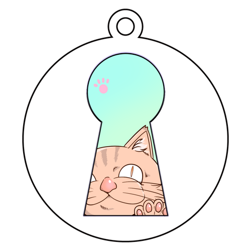 のぞきネコ アクリルキーホルダー　丸型 (6cm)