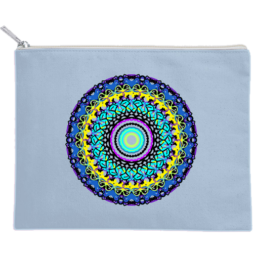 カラフルサークル キャンバスフラットポーチ（M）【白プリント有】