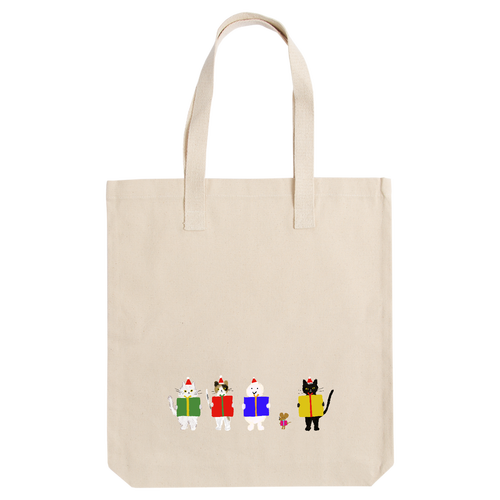 ねこ、ねずみ、雪だるまのクリスマスプレゼント アーバントート【白プリントあり】