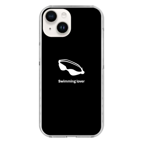 ゴーグル（白）(Swimming Lover)(A) iPhone15 (透明)(ハードケース)