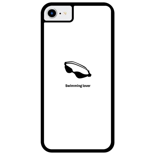 ゴーグル（黒）(Swimming Lover)(A) iPhoneSE2/SE3 プリントパネルラバーケース