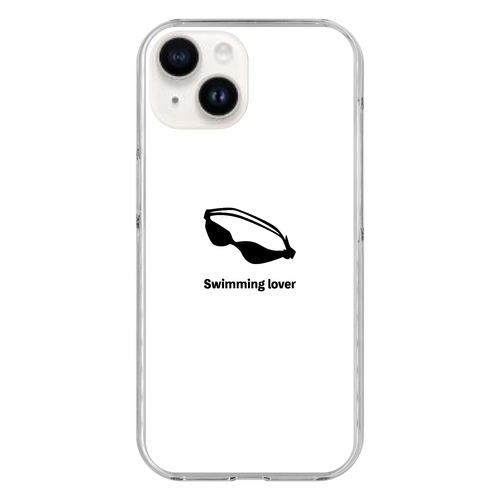 ゴーグル（黒）(Swimming Lover)(A) iPhone15 (透明)(ハードケース)