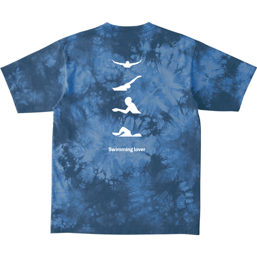 4泳法(白)(Swimming Lover)(A)背面プリント タイダイＴシャツ