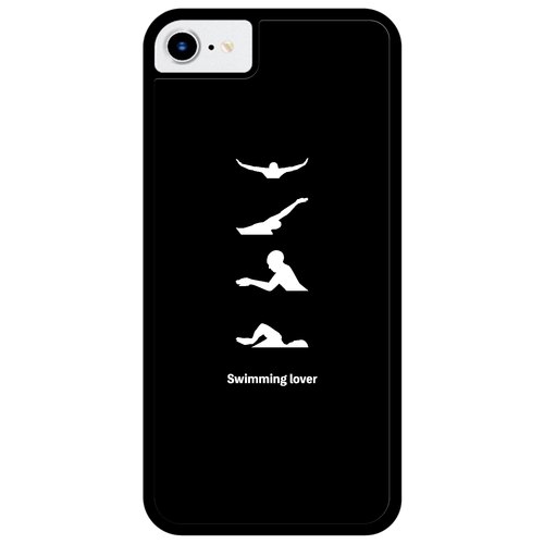 4泳法（白）(Swimming Lover)(A) iPhoneSE2/SE3 プリントパネルラバーケース