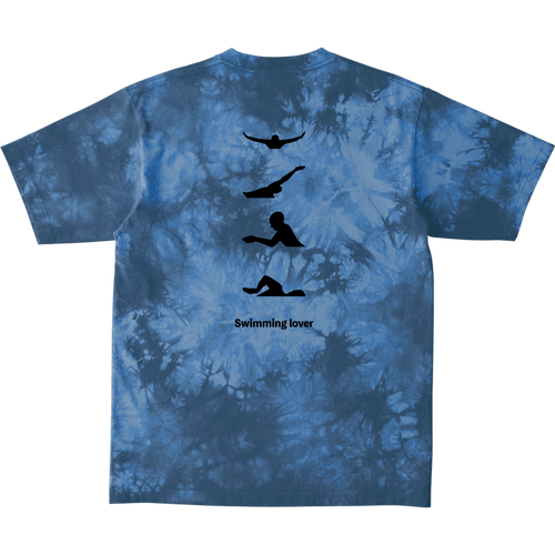 4泳法(黒)(Swimming Lover)(A)背面プリント タイダイＴシャツ