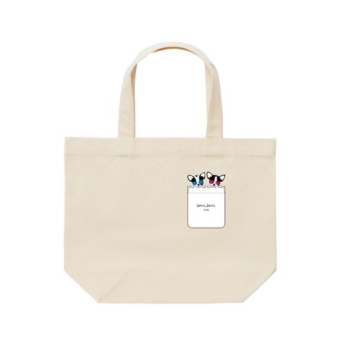 牛柄チワワポケット（SWIM）（白） レギュラーキャンバストートバッグ(S)(フルカラー転写プリント)