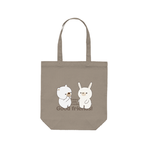Good friends! 仲良しウサちゃんとくまさんの立ち話！ レギュラーキャンバストートバッグ(M) (フルカラー転写プリント)