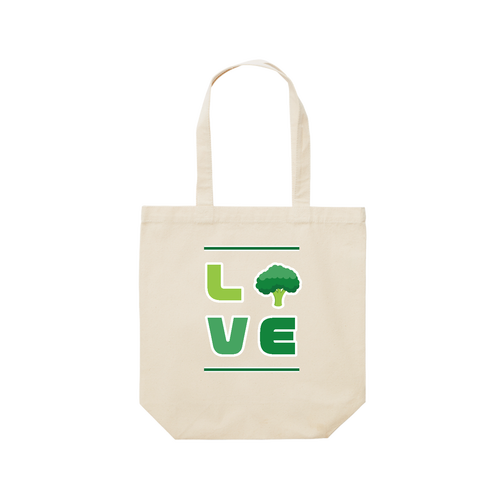 ブロッコリーLOVE レギュラーキャンバストートバッグ(M) (フルカラー転写プリント)