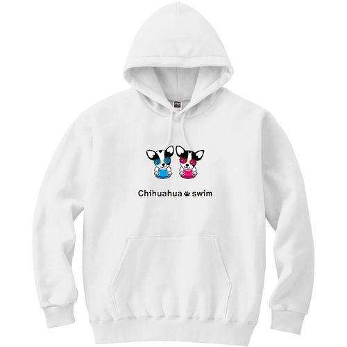 牛柄チワワ水泳（A） 軽量プルパーカー (長袖プリント)