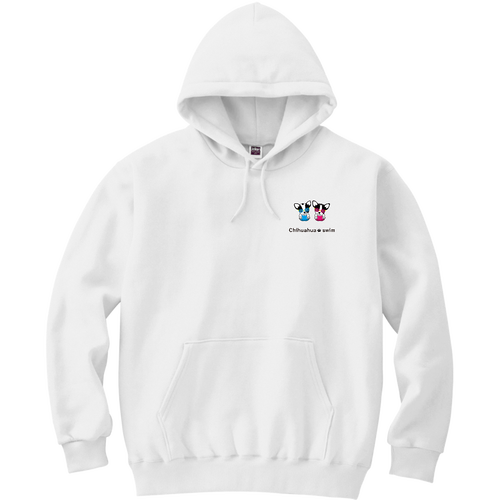 牛柄チワワ水泳（A）ワンポイント 軽量プルパーカー (長袖プリント)