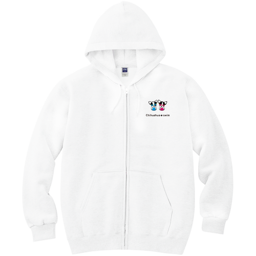牛柄チワワ水泳（A） 軽量ジップアップパーカー