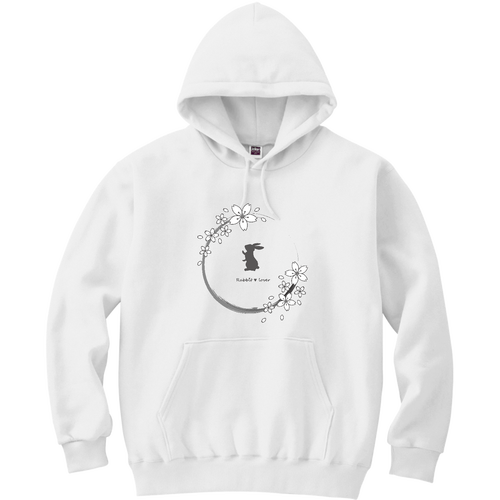 桜〇2024（透明）うさぎ 軽量プルパーカー (長袖プリント)